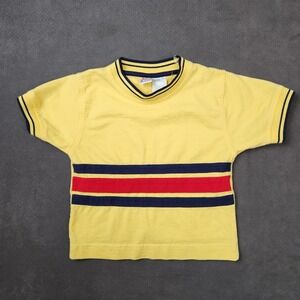 Vintage Mc Kids Shirt Boys Size 5‎ Yellow Striped Short Sleeve Cotton Tee